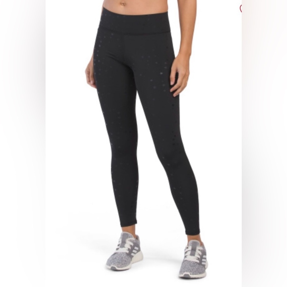 Terez Black Star Foil Print High Rise Leggings Size Large Athleisure NWT
